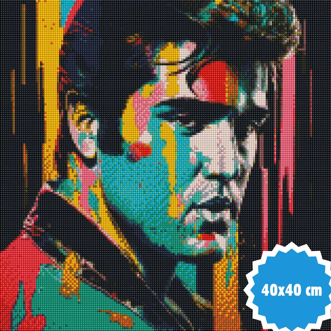 Diamond painting van kleurrijk portret van Elvis Presley, 40x40 cm