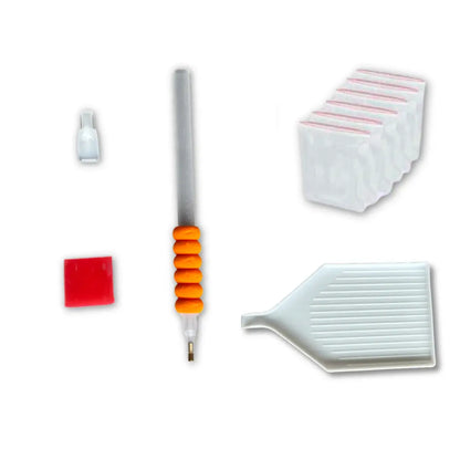 Diamond painting gereedschapsset met pen, wax, schudbakje, grip, opzetstuk en hersluitbare zakjes